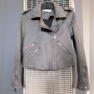 Zara Basic Outerwear moto jacket Eur/US Small. Gray color with silver accents